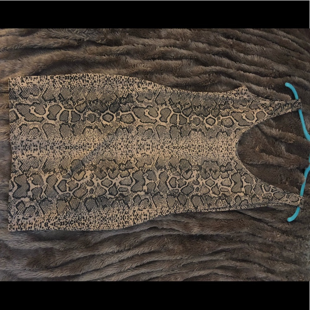 scoop back snakeprint mini dress